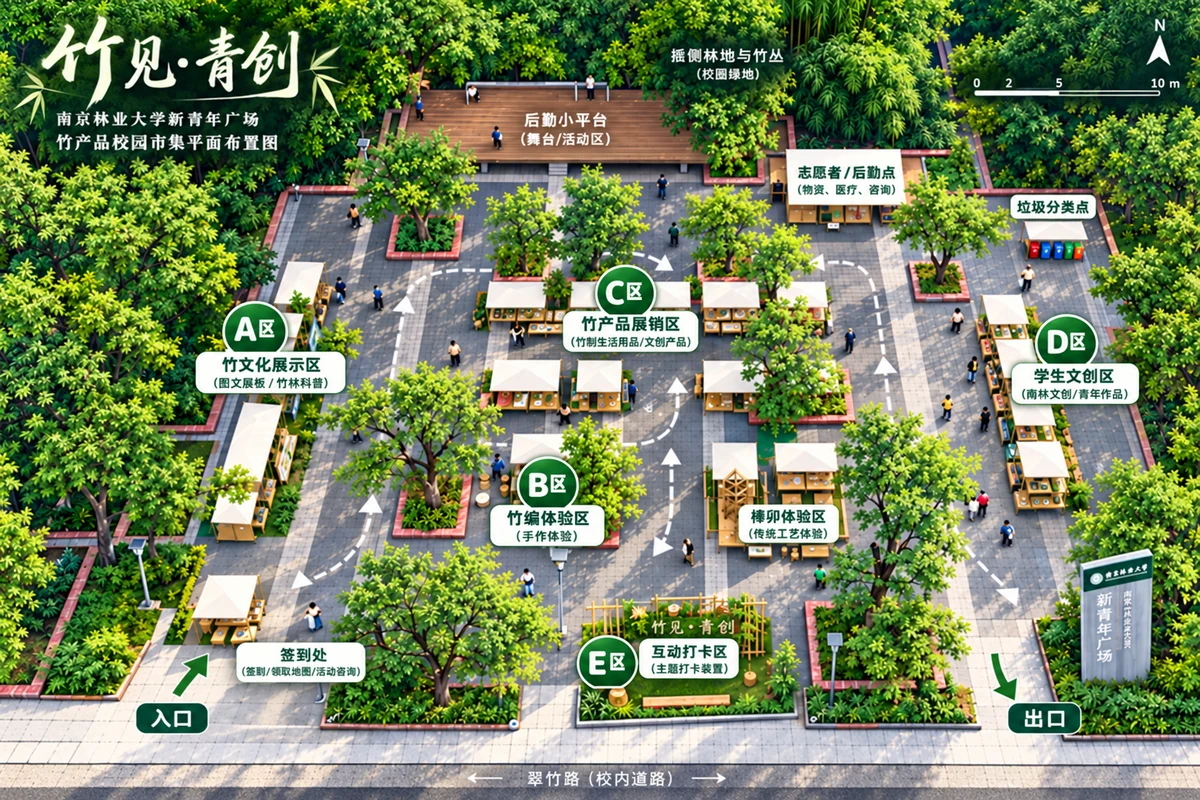 新青年广场市集布局俯瞰图